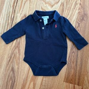 Ralph Lauren Navy Polo Long Sleeve Baby Bodysuit